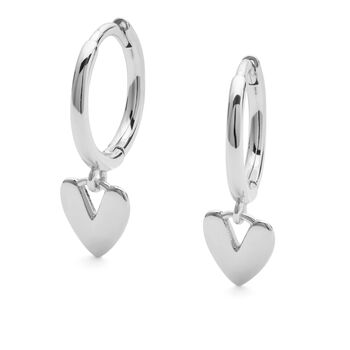 Gold Plated Or Sterling Silver Love Heart Hoop Earrings, 3 of 7