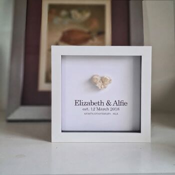 Personalised 8th Anniversary Gift Handmade Silk Heart, 2 of 9