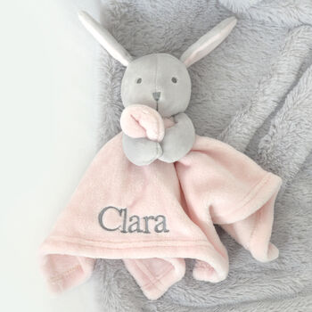 Personalised Pink Bunny Rabbit Baby Comforter, 2 of 12