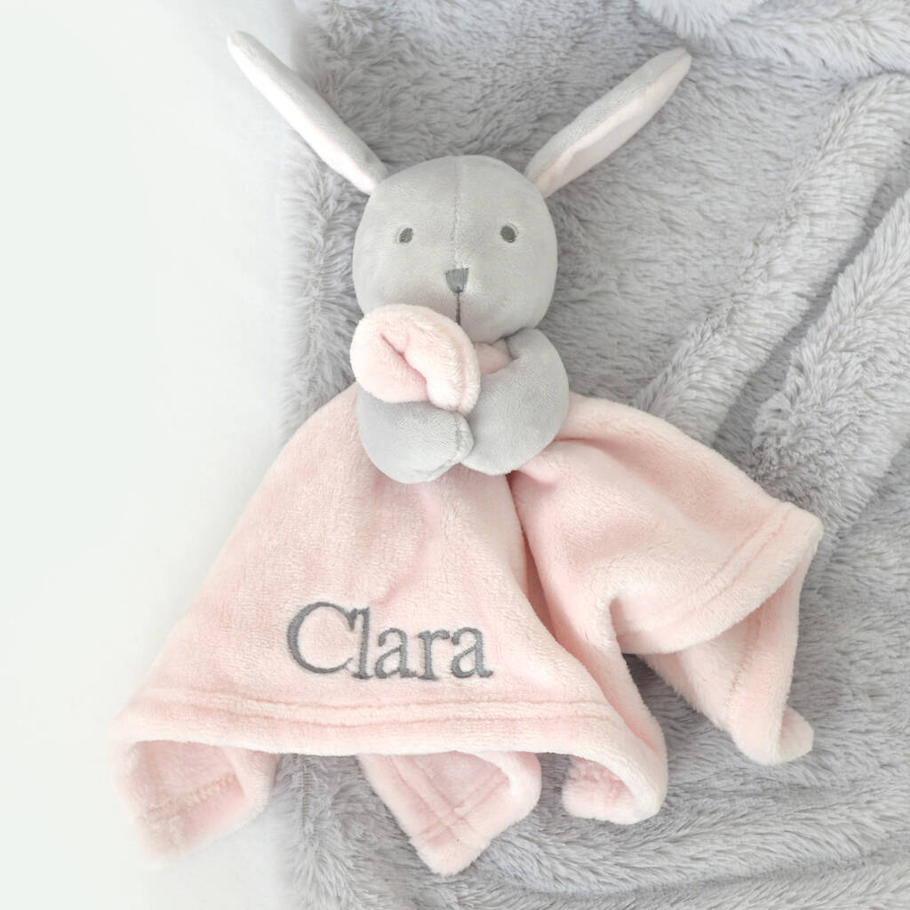 Personalised Pink Bunny Rabbit Baby Comforter, 1 of 12