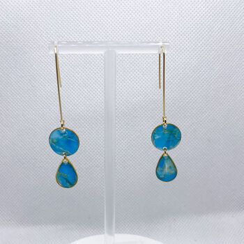 Turquoise Drop Dainty Earrings, Clay And Resin, 8 of 10