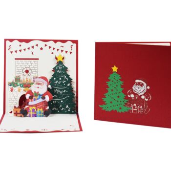 Santa With Christmas Tree Pop Up Christmas Card, 2 of 5