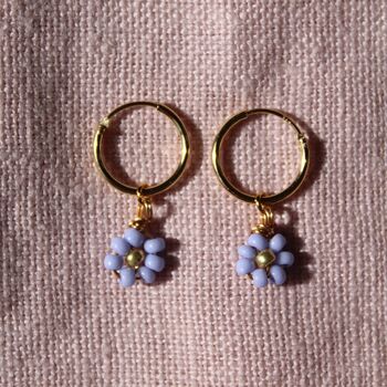 Daisy Beaded Earrings On Gold Plated Hoops, 6 of 12