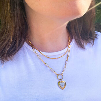 Gold Plated Semi Precious Agate Heart Necklace, 3 of 7
