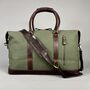 Olive Green Canvas Weekend Holdall With Leather Trim, thumbnail 4 of 8
