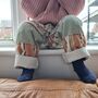 Girls Floral And Gingham Quilted Trousers, thumbnail 3 of 4