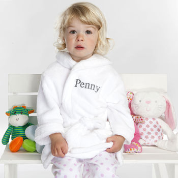 Personalised Twins Soft Baby Dressing Gowns In White, 2 of 9