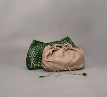 Woven Leather Shoulder Beach Bag, 8 of 12