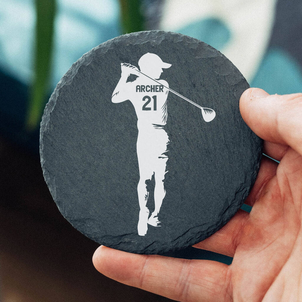 Personalised Golf Gift 21st Birthday Slate Coaster
