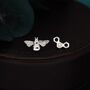 Mismatched Bee And Honeycomb Stud Earrings, thumbnail 6 of 12