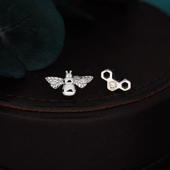 Mismatched Bee And Honeycomb Stud Earrings, 6 of 12