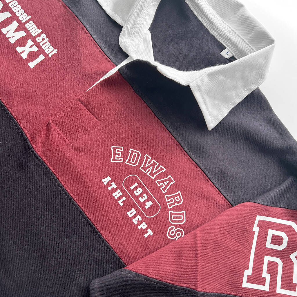 Personalised Men's Rugby Shirt With Personalised Surname, Date And Initials, 1 of 6