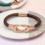 Personalised Rose Gold Plated Leather Bracelet, thumbnail 1 of 7