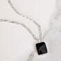 The Rectangle Black Onyx Necklace, Silver, thumbnail 1 of 9
