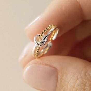 Sterling Silver And Gold Plated Adjustable Knot Ring, 4 of 7