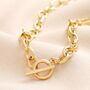 Gold Stainless Steel T Bar Oval Link Chain Necklace, thumbnail 1 of 3