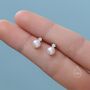 Tiny Genuine Pearl And Cz Internally Threaded Flat Back Earrings, thumbnail 5 of 10