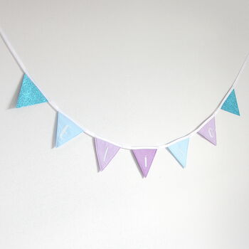 Personalised Aqua And Lilac Name Bunting, 5 of 7