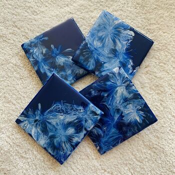 Sold Home Made Blue Ceramic Coasters | Set Of Four, 8 of 8