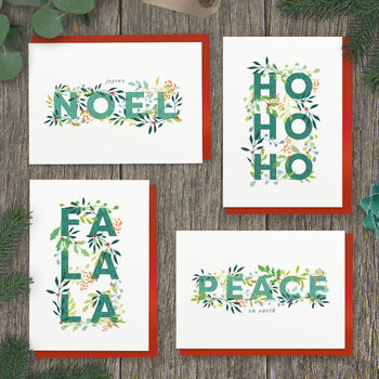 Joyeux Noel Holly Foliage Christmas Card, 2 of 2