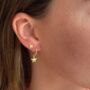 Dushku Gold Star Charm Sterling Silver Hoop Earrings, thumbnail 1 of 4