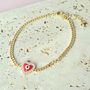 Red Enamel Heart Evil Eye Bracelet, thumbnail 3 of 5