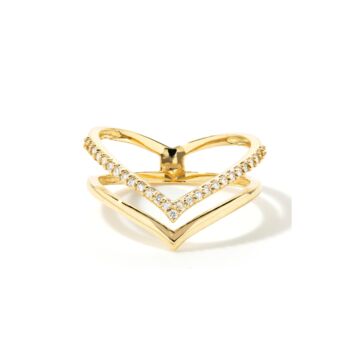 9ct Solid Gold Diamond Double Wishbone Ring, 2 of 3