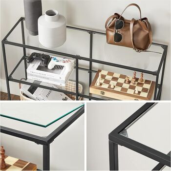 Console Table Coffee Table Tempered Glass Shelves, 8 of 12