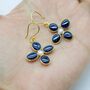 Blue Sapphire And Pearl Sterling Silver Earrings, thumbnail 5 of 6