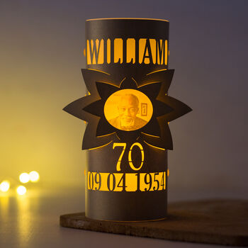 80th Birthday Lantern Photo Centrepiece Personalised, 4 of 8