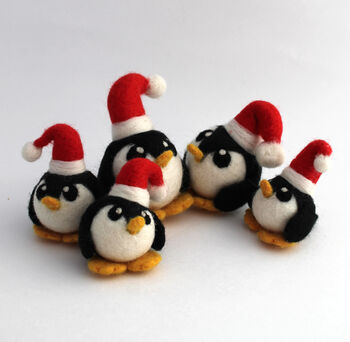Penguin Christmas Decoration Penguin In Santa Hat, 6 of 6