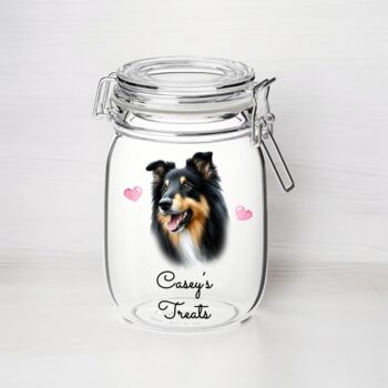 Personalised Border Collie Kilner Style Dog Treat Jar, 2 of 2