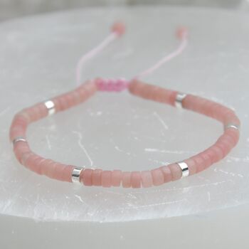 Gemstone Boho Beaded Adjustable Friendship Bracelet Silver Beads, 9 of 10