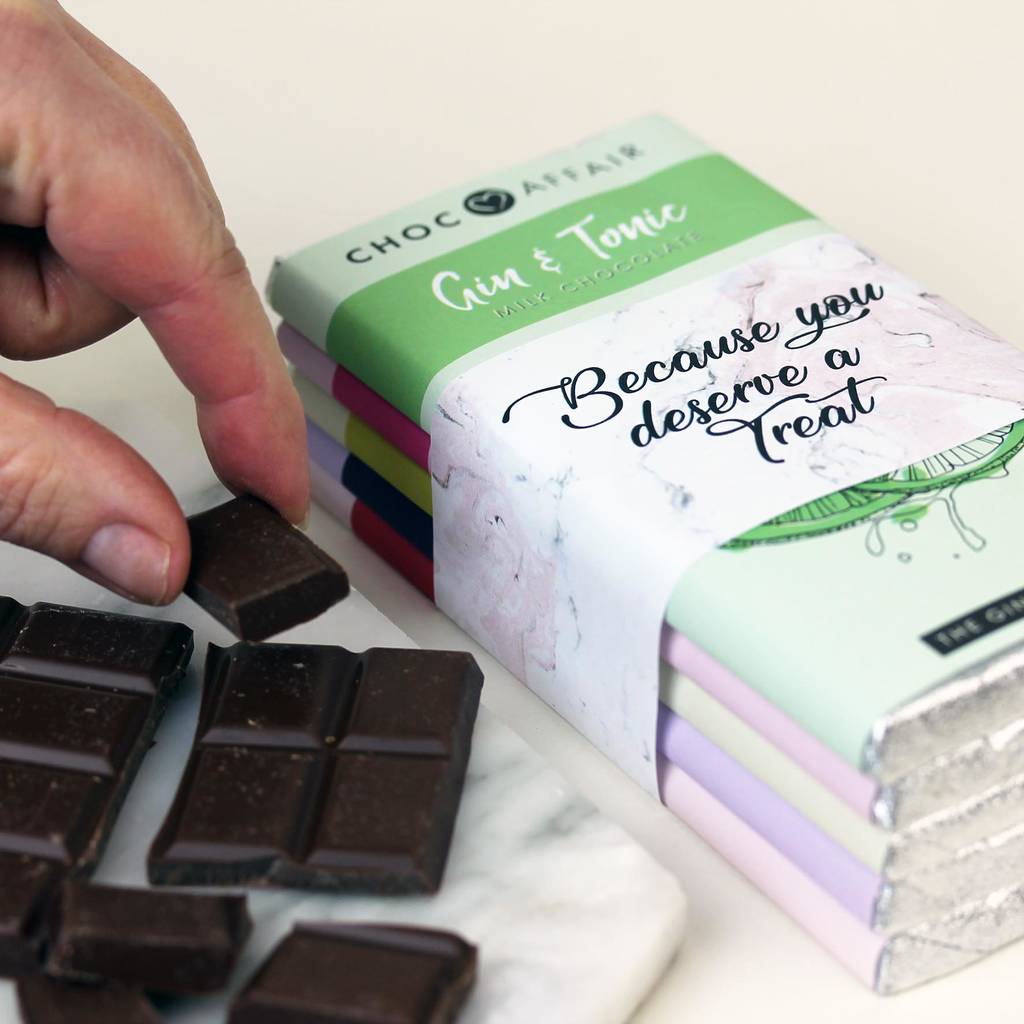 gin and tonic selection of flavoured chocolate bars by hearth