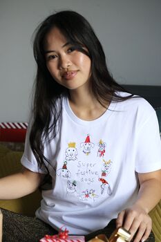 Super Festive Dogs Embroidered T Shirt, 3 of 8