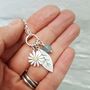 Aster Flower And Leaf Pendant In Silver And 18ct Gold, thumbnail 4 of 6