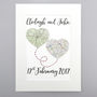 Personalised Wedding Map Heart Artwork, thumbnail 6 of 9