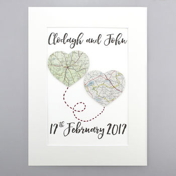 Personalised Wedding Map Heart Artwork, 6 of 9