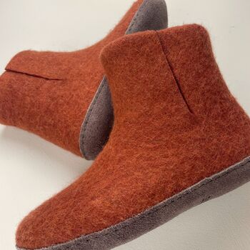 Fair Trade Handmade Felt Unisex Slipper Boot Suede Sole, 11 of 12