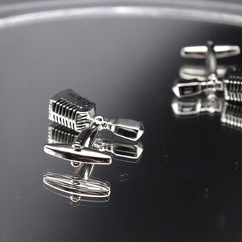 Microphone Silver Cufflinks Gift Podcast 316 L Stainless Steel Singer Accessory, 2 of 5