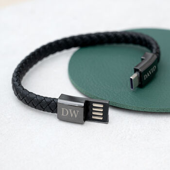 Personalised Men's Usb C To Usb A Charger Bracelet, 5 of 12