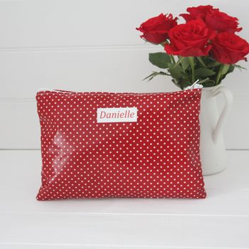Oilcloth Wipe Clean Personalised Make Up Bag, 8 of 9
