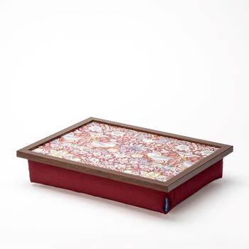 William Morris Strawberry Theif Plum Cushioned Lap Tray, 2 of 6