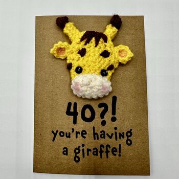 Personalised Age Giraffe Crochet Birthday Card Handmade, 7 of 11