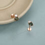 Sterling Silver Moss Agate And Cz 16 G Flat Back Labret Earrings, thumbnail 2 of 10