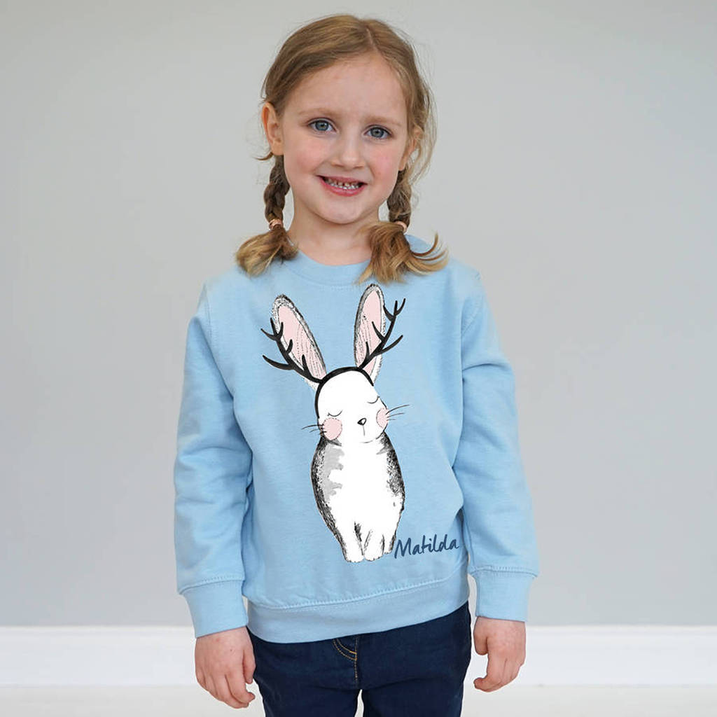 children's rabbit christmas jumper by sparks and daughters ...