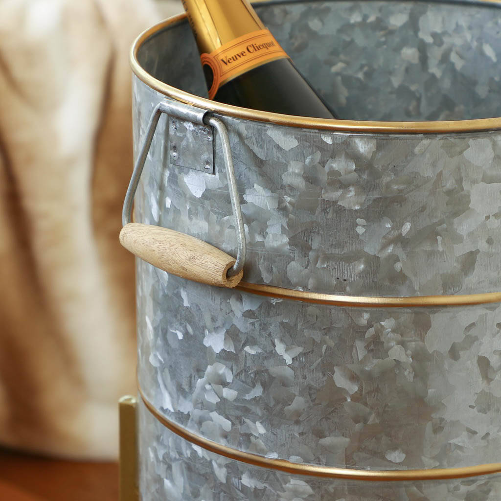 Gold Banded Standing Ice Bucket By Dibor