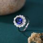 Vintage Inspired Sapphire Blue Cz Ring In Sterling Silver, thumbnail 4 of 9
