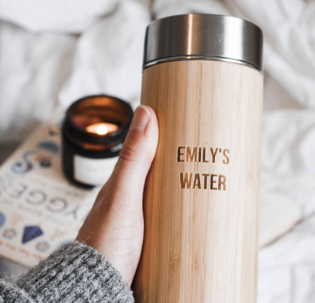 Personalised Reusable Sustainable Bamboo Water Bottle, 1 of 12
