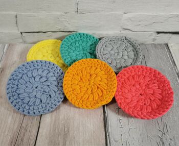 100% Cotton Face Scrubbies Pack Of Six, Two Colours, 4 of 5